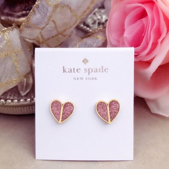 KATE SPADE • Heritage Heart Pink Glitter Necklace Earrings Set - Picture 8 of 8